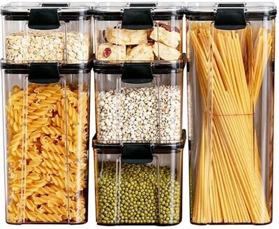 Plexel Airtight Food Storage Containers, 6 Pack Canisters Sets For The Kitchen, Food Storage Containers With Lids Airtight Stackable, Clear Kitchen Organizers