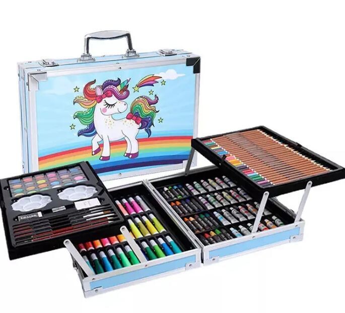 Deluxe Art Kit Supplies Portable Great Gift Painting Set For Kids 145 Pieces Drawing Art Sets in Durable Aluminum Case