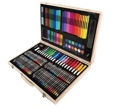Art Set 180 Pieces Deluxe Art Set in Wooden Case Painting Drawing Set Professional Art Kit