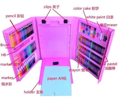 208 PCS Art Supplies, Drawing Art Kit for Kids Adults Art Set with Double Sided Trifold Easel, Oil Pastels, Crayons, Colored Pencils, Watercolor Pens Gift for Girls Boys Artist