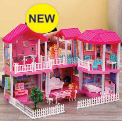 Dream Dollhouse Girls Pretend Toys - Doll Figure with Furniture, Accessories, Stairs, Pets and Dolls, DIY Cottage Pretend Play Doll House, for Girls(6 Rooms)