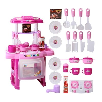 Kid's Pretend Play House Toy Simulation. 24 Pieces Kitchen Set Role Play Toy For Girls. Educational Kitchen Toy