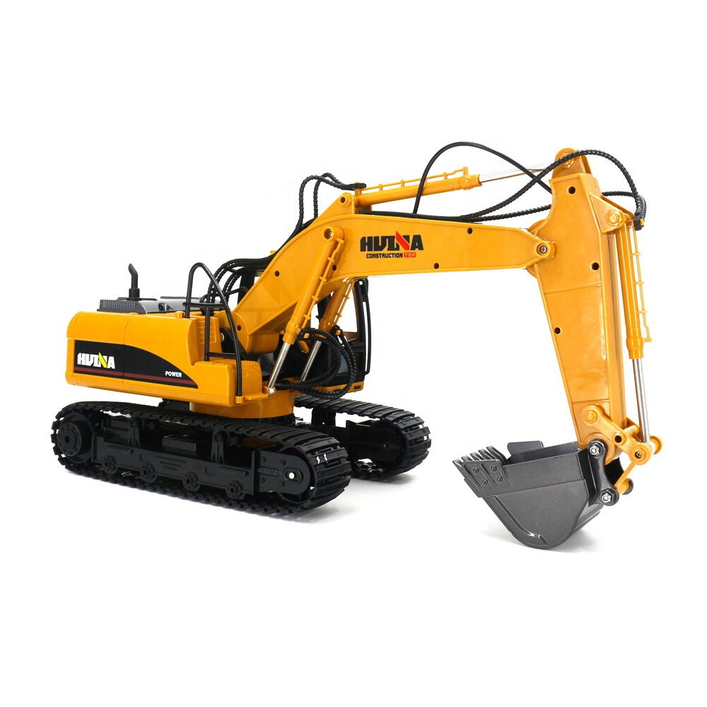 HUINA 1535 RC Excavator Grill Grabber Truck Toy Set. 1:14 15CH Remote Control Excavator Truck with Sound and Lights, Engineering Construction Vehicles Toy for Boys Adult With Extra Battery