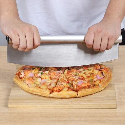 35cm Pizza Cutter. Sharp Stainless Steel Slicer Knife - Rocker Style with Blade Cover. Chop and Slices Perfect Portions + Dishwasher Safe – Premium Pizza  Accessory