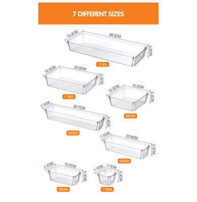 Plexel 28 Pieces Drawer Organizers with Non-Slip Silicone Pads, 7-Size Desk Drawer Organizer Trays Storage Tray for Makeup, Jewelries, Utensils in Bedroom Dresser, Office and Kitchen (Clear)