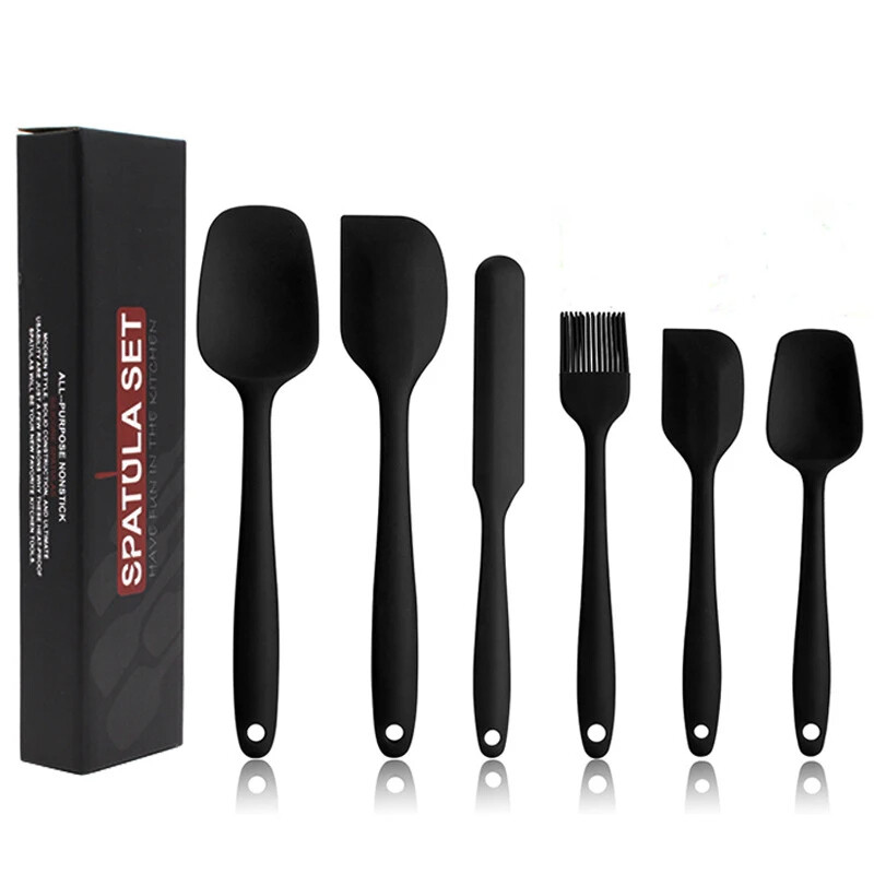 Silicone Spatula Set, 6 Pieces Silicone Kitchen Utensils, Heat Resistant Silicone Kitchenware Non-Stick Spatula Spoon Brush Baking Utensil Tools Kitchen Gadgets Sets for Cooking Baking and Mixing