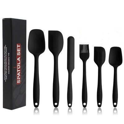 Silicone Spatula Set, 6 Pieces Silicone Kitchen Utensils, Heat Resistant Silicone Kitchenware Non-Stick Spatula Spoon Brush Baking Utensil Tools Kitchen Gadgets Sets for Cooking Baking and Mixing