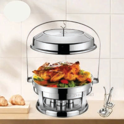 Jumbo Chafing Dish Buffet Set, 20 Liters  Stainless Steel Chafer, Round Set with Food Pan, Water Pan and 5 Fuel Holders, for Wedding, Parties, Banquet, Catering Events (with window)