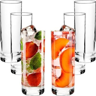Set of 6 Glasses with Heavy Base, Clear Drinking Glasses Set for Water, Juice, Cocktails, Wine, Beer, and Whiskey.