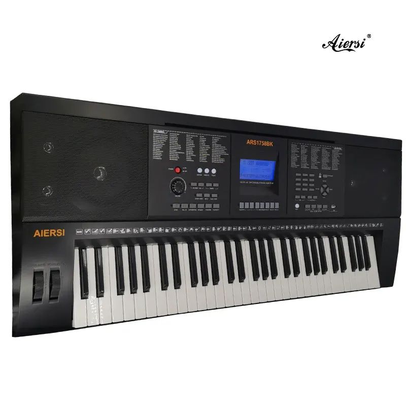 AIERSI  Professional electric piano. Double pulley electronic keyboard 61 keys. MIDI &amp; USB function. With sustain pedal and stand.