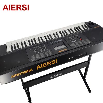 AIERSI  Professional electric piano. Double pulley electronic keyboard 61 keys. MIDI &amp; USB function. With sustain pedal and stand.
