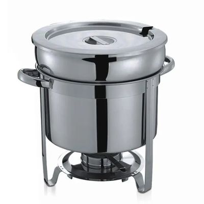 Stainless Steel Round Soup Chafer, Adjustable Temperatures Round Soup Warmer With  Fuel Stove, Soup Chafer For Catering, Parties, Events, Wedding, Banquets (11L)