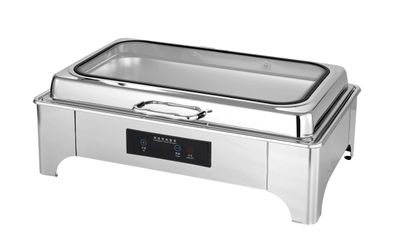 Electric Food Warmer, Commercial 9L Chafing Dish. Buffet Server to Keep Food Warm, Stainless Steel, 30℃-90℃ Temperature Adjustable.
