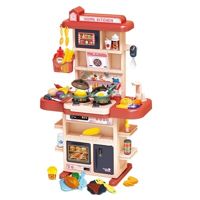 Kid's Pretend Play House Toy Simulation. 43 Pieces Kitchen Set Role Play Toy For Girls. Educational Kitchen Toy With Sound And Light
