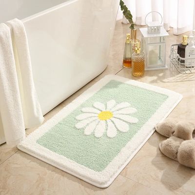 Bathroom Rugs Mat, White Flower Fluffy Soft Superfine Fiber Rugs