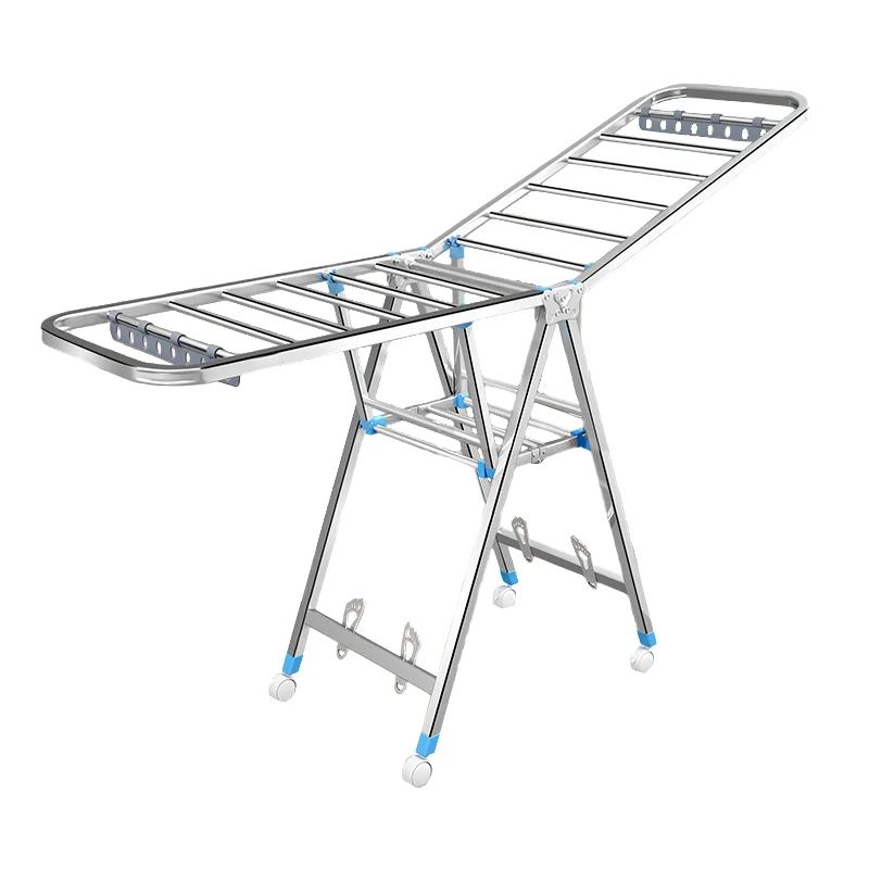 Clothes Drying Rack with Height-Adjustable Wings And Wheels, Collapsible for Indoor &amp; Outdoor Use(150 CM)