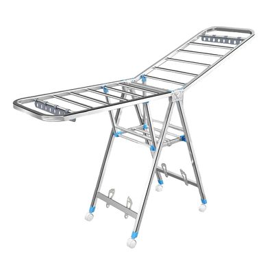 Clothes Drying Rack with Height-Adjustable Wings And Wheels, Collapsible for Indoor &amp; Outdoor Use(150 CM)