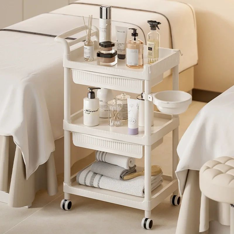 Beauty Salon Cart, 3 Tiers with Drawers, Wheels &amp; Handles
