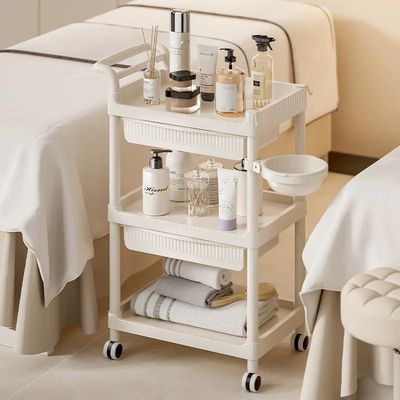 Beauty Salon Cart, 3 Tiers with Drawers, Wheels &amp; Handles