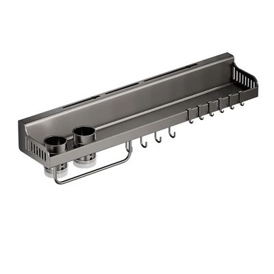 Wall Mounted Spice Rack with Utensil Storage