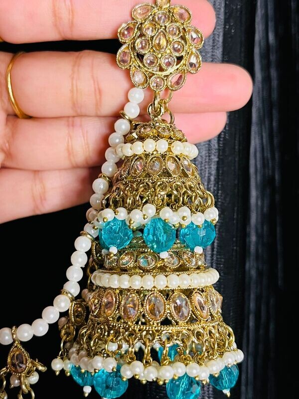 PEACOCK GREEN SHAILESH JHUMKI WITH SAHARA