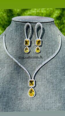 Yellow AD Set With Doublet Stone Pendant