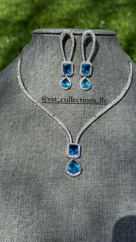Sky Blue AD Set With Doublet Stone Pendant