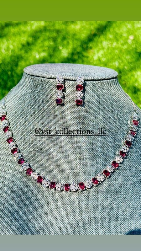 Red Sleek AD Necklace With Earring