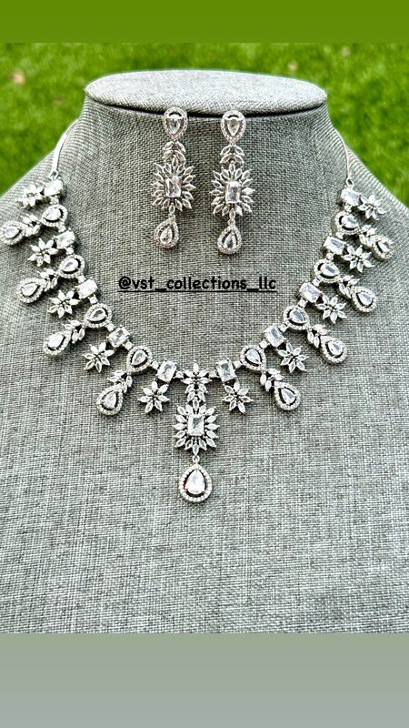 White AD Necklace With Earring