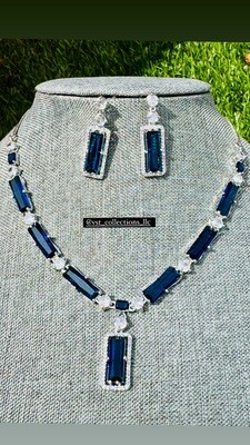 Blue Doublet Stone Necklace With Earring