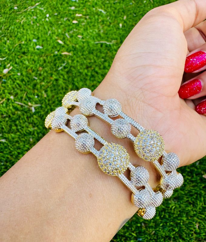 Ganga Jamuna Polish AD Bangles (Set of 2)