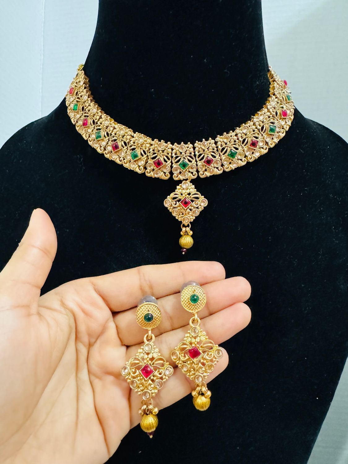 Gold Necklace With Earrings