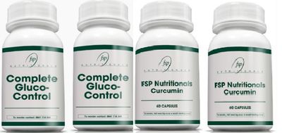 2 Bottles of Complete Gluco Control & 2 Bottles of FSP Nutritionals Curcumin