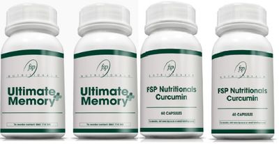 2 Bottles of Ultimate Memory Plus & 2 Bottles of FSP Nutritionals Curcumin