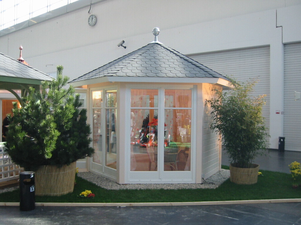 Messehaus IHM/Garten München: 6-Eck Gartenpavillon Eleganz Ø 350 cm | Vorlaufhaus