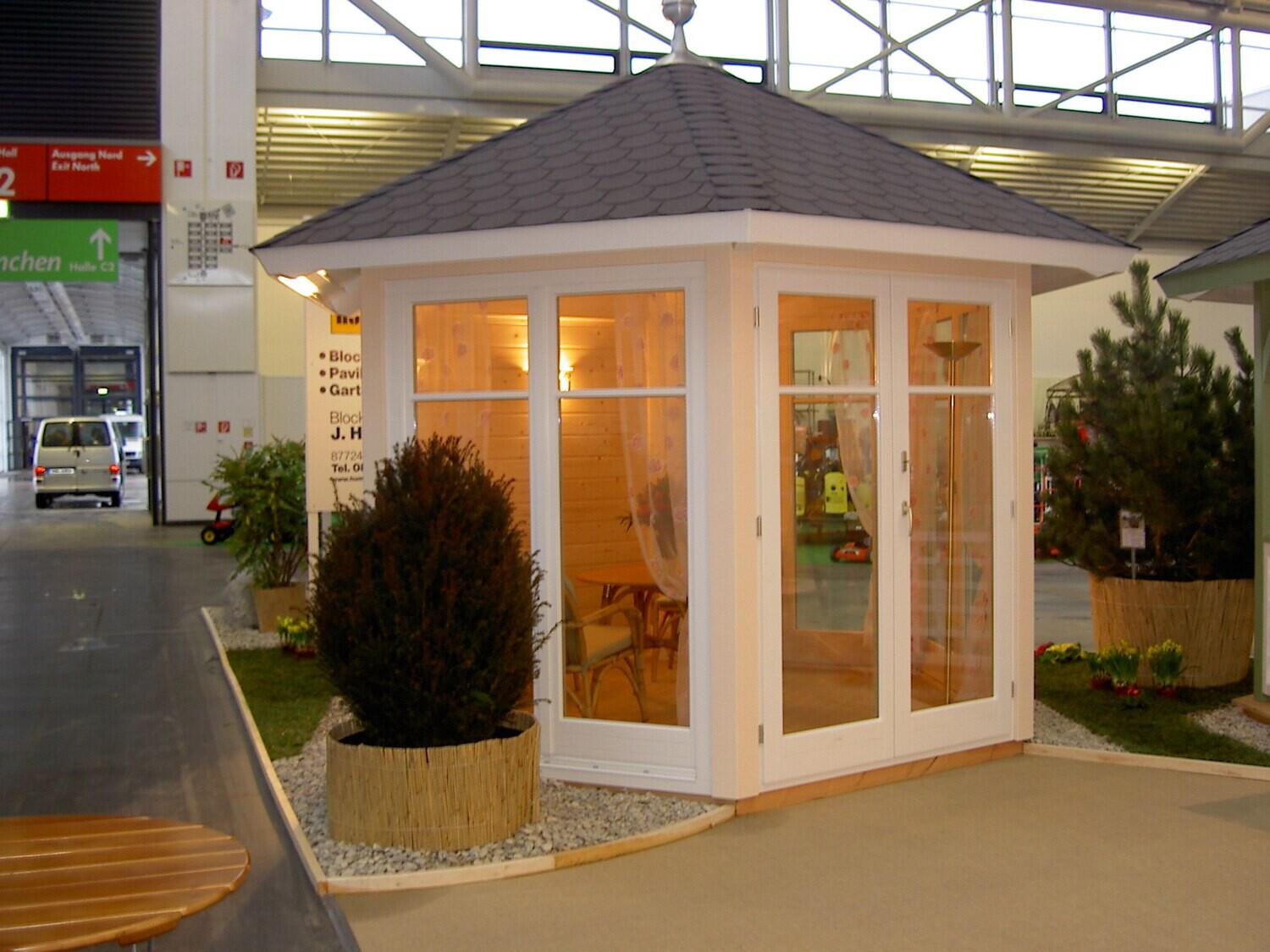 Messehaus IHM/Garten München: 6-Eck Gartenpavillon Eleganz Ø 350 cm | Vorlaufhaus