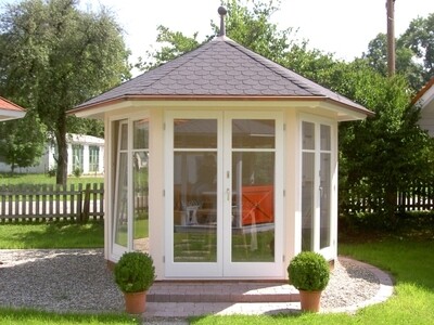 Pavillon Elegant Ø 350 cm – 6-eckiger Gartenpavillon mit Thermowand