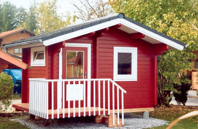 Saunahaus „Norwegen“ – Blockbohlen-Gartensauna 375 × 245 cm mit Ziegeldach