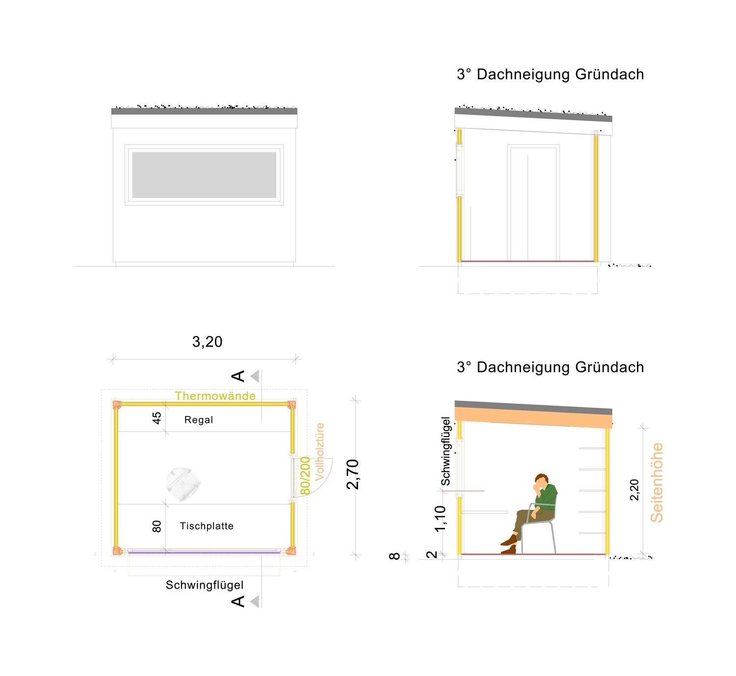 Home Office „my office“ – Musterhaus ca. 320×270 cm mit Thermowand &amp; Bambusboden