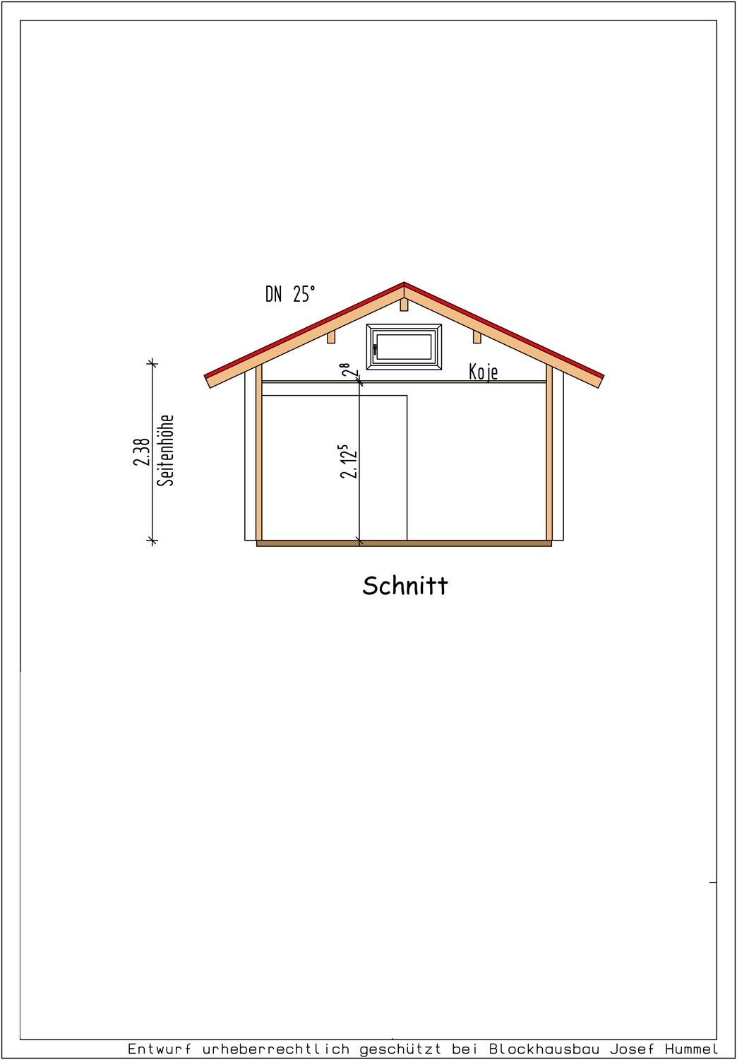 Ferienhaus „Unterföhring“ – Musterhaus 400 × 450 cm mit Ziegeldach &amp; Koje