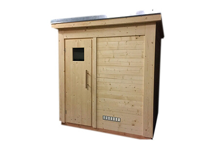 S’HÖRNLI – Massivholz-Gartensauna 220 × 250 cm inkl. EOS-Technik &amp; Montage