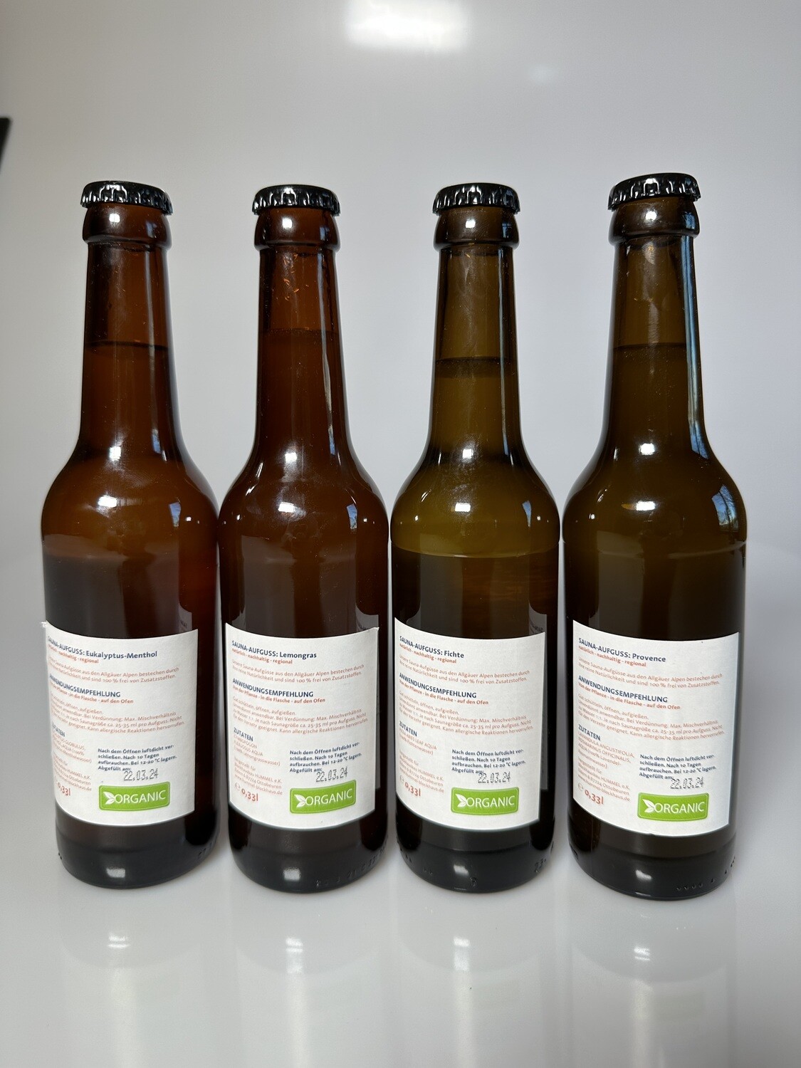 Saunaufguss Mischkasten 24x0,33l Fichte, Eukalyptus Menthol, Provence, Lemongras