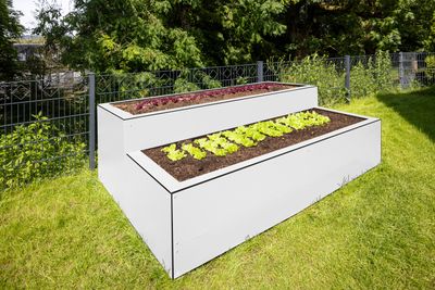 XXL HPL Hochbeet zweistöckig weiss