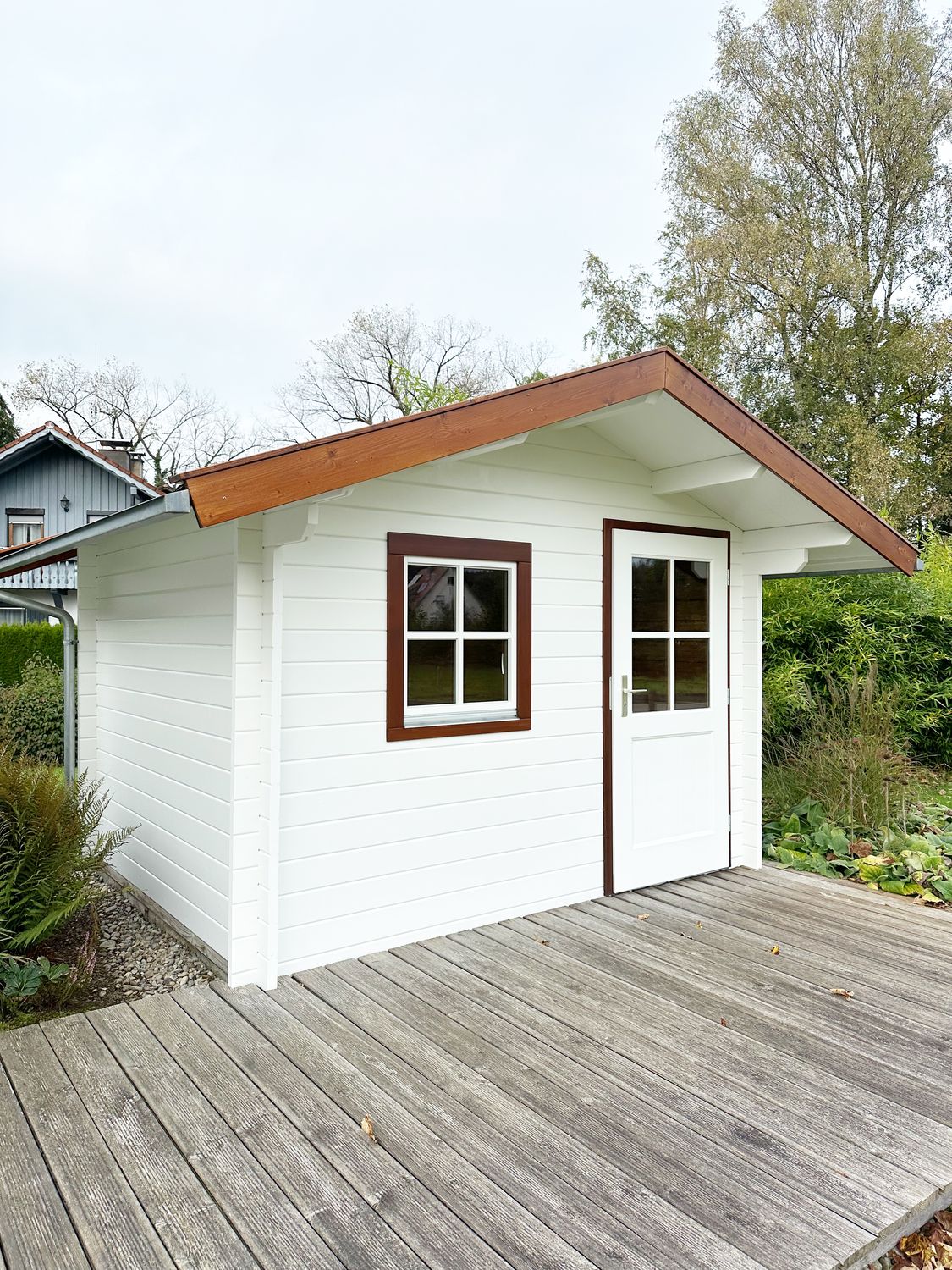 Gerätehaus Kempten 300×250 cm – Musterhaus mit Laminatboden | Selbstabbau ab Werk
