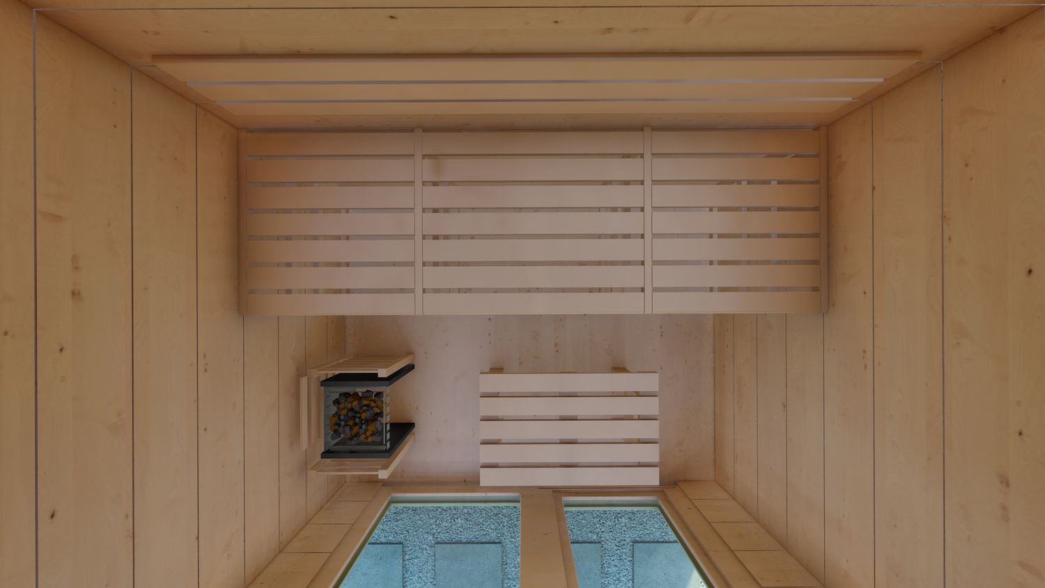 Heirloom Gartensauna 236×190 – vormontiertes Saunahaus mit Glasfront in schmalem Design