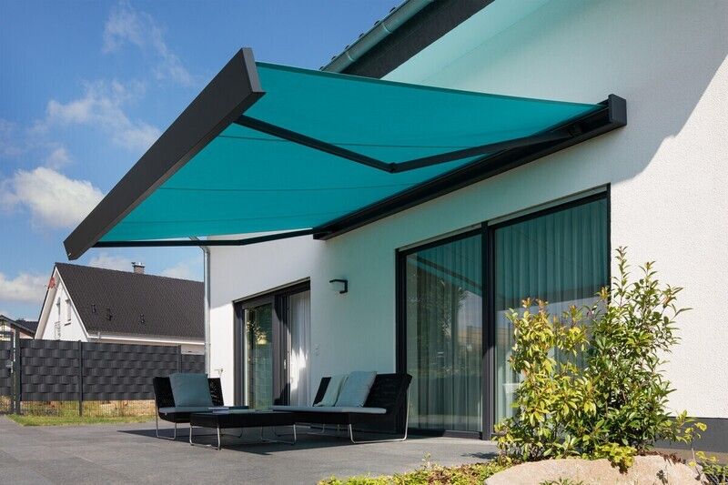 Weinor Kubata Markise – 450 cm breit | Design-Kassettenmarkise für moderne Mittelterrassen