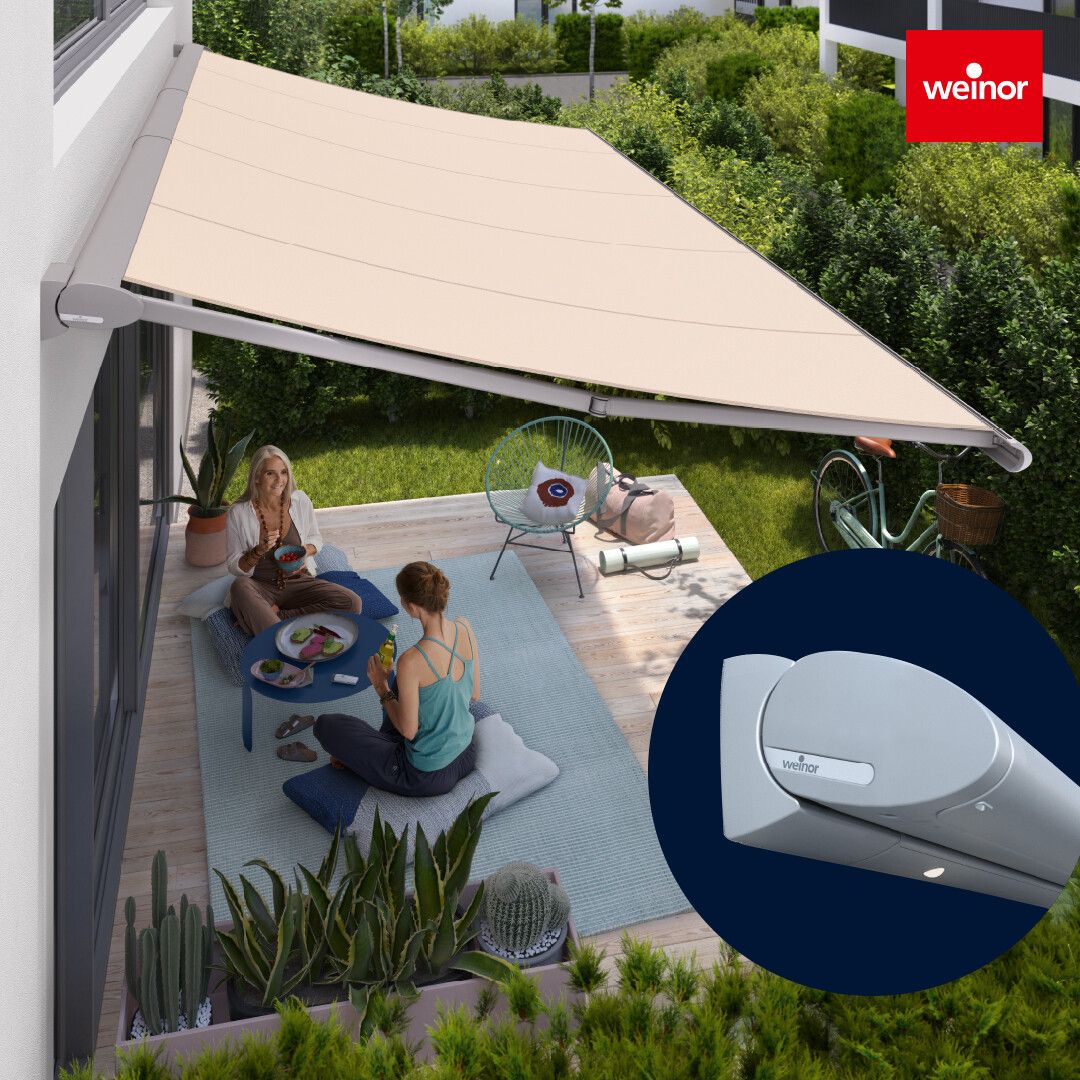 Weinor Cassita II Markise – 500 cm breit | Flache Design-Kassettenmarkise mit Komfortausstattung