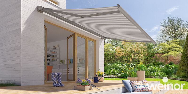Weinor Cassita II Markise – 550 cm breit | Flache Designmarkise für moderne Terrassen