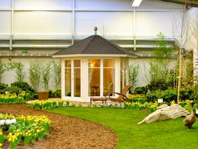 6-Eck Gartenpavillon Eleganz Ø 350 cm – Isolierter Messepavillon aus Holz