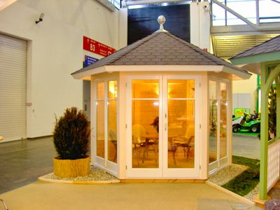 Messehaus IHM/Garten München: 6-Eck Gartenpavillon Eleganz Ø 350 cm | Vorlaufhaus